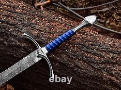 Custom Hand made Lord Of The Rings Damascus Steel Sword With Sheath