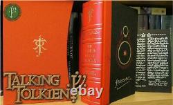 DELUXE LORD OF THE RINGS IN DECORATED BOX with TOLKIEN ILLUS & MAPS RED LEATHER