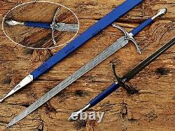 Damascus Steel Glamdring Sword/Lord Of The Rings Sword With Leather Sheath