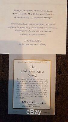 Franklin Mint The Lord Of The Rings Sword With Display Mount (Rare Edition)