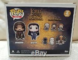 Funko Pop Aragorn & Arwen 2 PACK Lord of the Rings SDCC OFFICIAL STICKER VAULTED