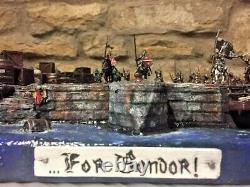 LOTR Lord of the Rings Painted Scenic Base Diorama with WOTR Gondor 1500 pnts Army