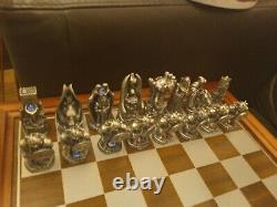 Lord Of The Rings 1991 Danbury Mint Chess Set Plated Aurora Borealis Tolkien