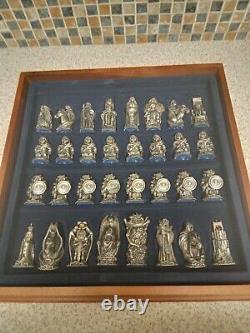 Lord Of The Rings 1991 Danbury Mint Chess Set Plated Aurora Borealis Tolkien