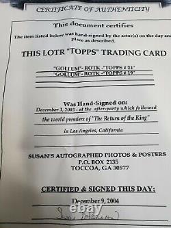 Lord Of The Rings Andy Serkis Topps ROTK #19/#21 Hand Signed With Certificate