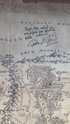 Lord of the Rings Middle Earth Map 8x Cast Signed 36x36 1 Of 1 Hand Drawn/Aged
