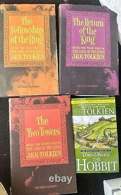 Lord of the Rings RARE RED Trilogy Box Set 1965 Hardcover with Maps + Bonus Hobbit