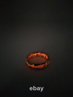 Lord of the Rings Ring Solid 14k Gold with Glowing Elvish Fire Script