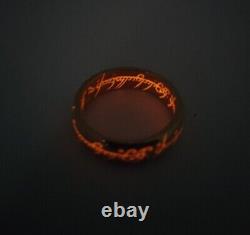Lord of the Rings Ring Solid 14k Gold with Glowing Elvish Fire Script