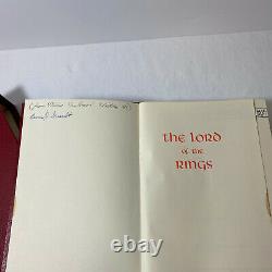 Lord of the Rings Tolkien 1987 Red Foil Embossed Hardcover Slipcase Map HMCO Map