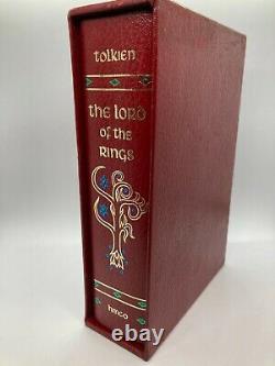 Lord of the Rings Tolkien 1987 Red Foil embossed Hardcover Slipcase Map HMCO