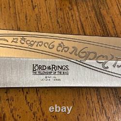 Official 2001 Lord Of The Rings Sting Replica Sword, Wall Stand And Original Box