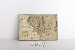 The Lord Of The Rings Map Of Middle Earth Framed Canvas Print Tolkein Wall Art