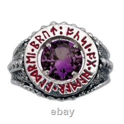 The Lord of the Rings Dwarven. 925 Men's Sterling Silver & Amethyst Ring 11.5