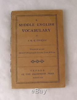Tolkien A Middle English Vocabulary 1st Printing 1922 Lord of the Rings Hobbit