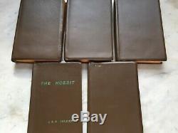 Vintage Set 5 Leather Bound Lord of the Rings Hobbit, Trilogy, Tolkien Reader