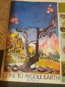 Vintage UNCUT 1970s Lord of the Rings Middle Earth Map Poster Ballantine Books